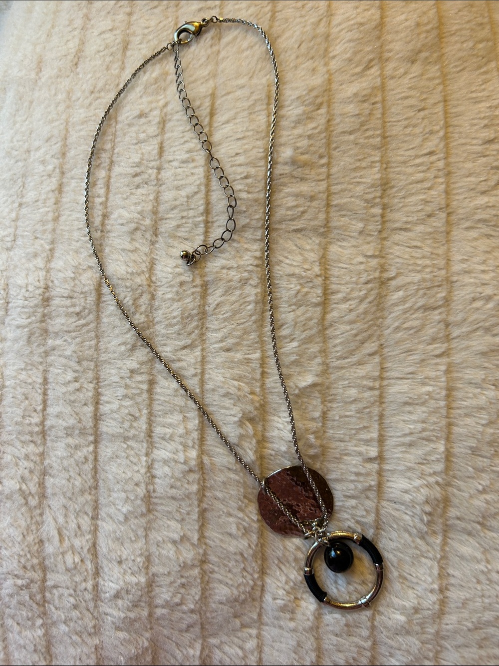 Silver-Tone Black Accent Circle Pendant Necklace - Women Jewelry